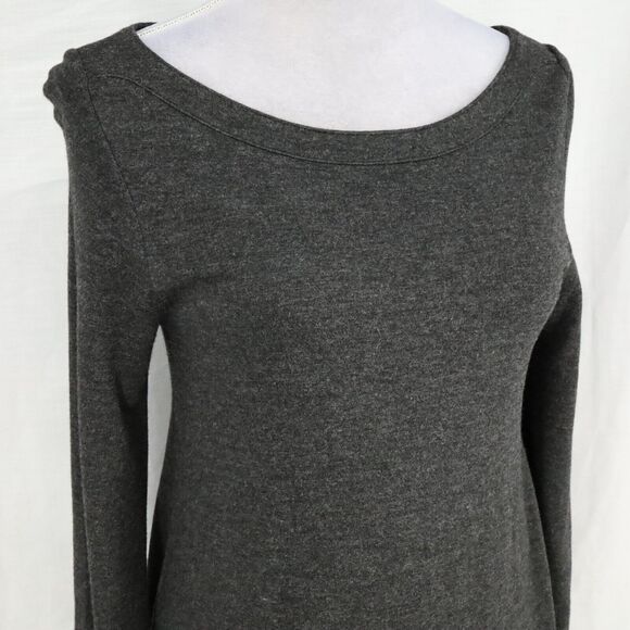 Ann Taylor Loft Dress Womens Small Gray Stretch Knit T-shirt Midi Fit n Flare - Picture 6 of 12